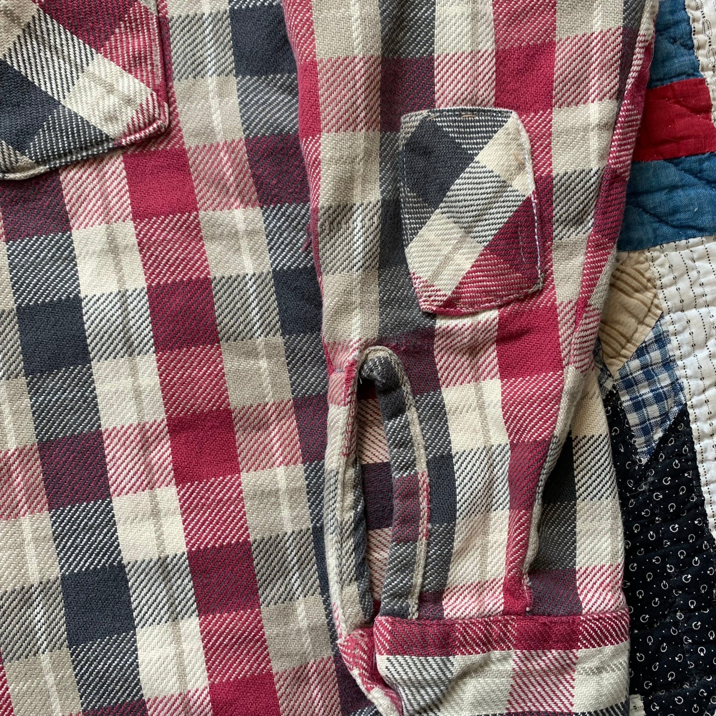 1970's/80's Burgundy Plaid Cotton Flannel Small