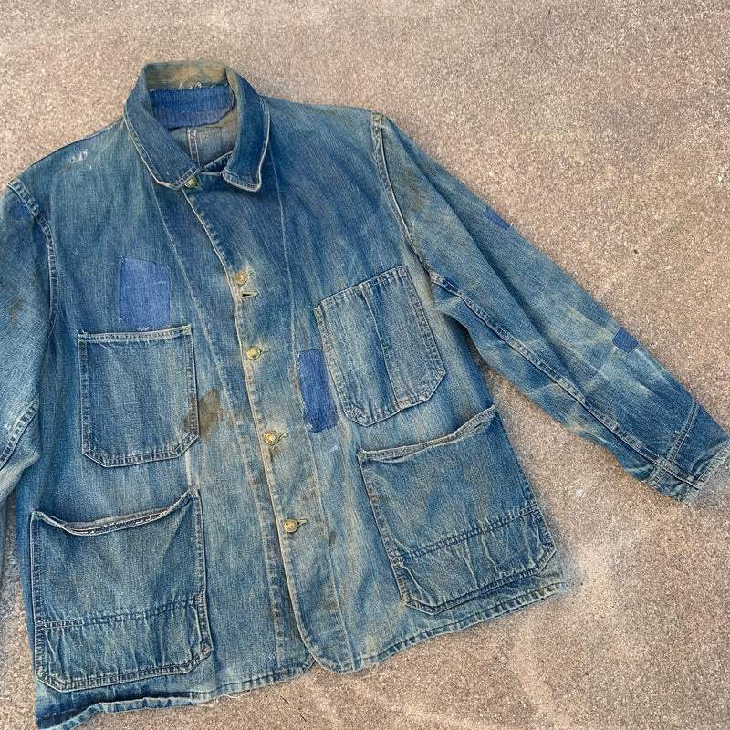 1940’s Repaired Big Buck Denim Chore Coat XL