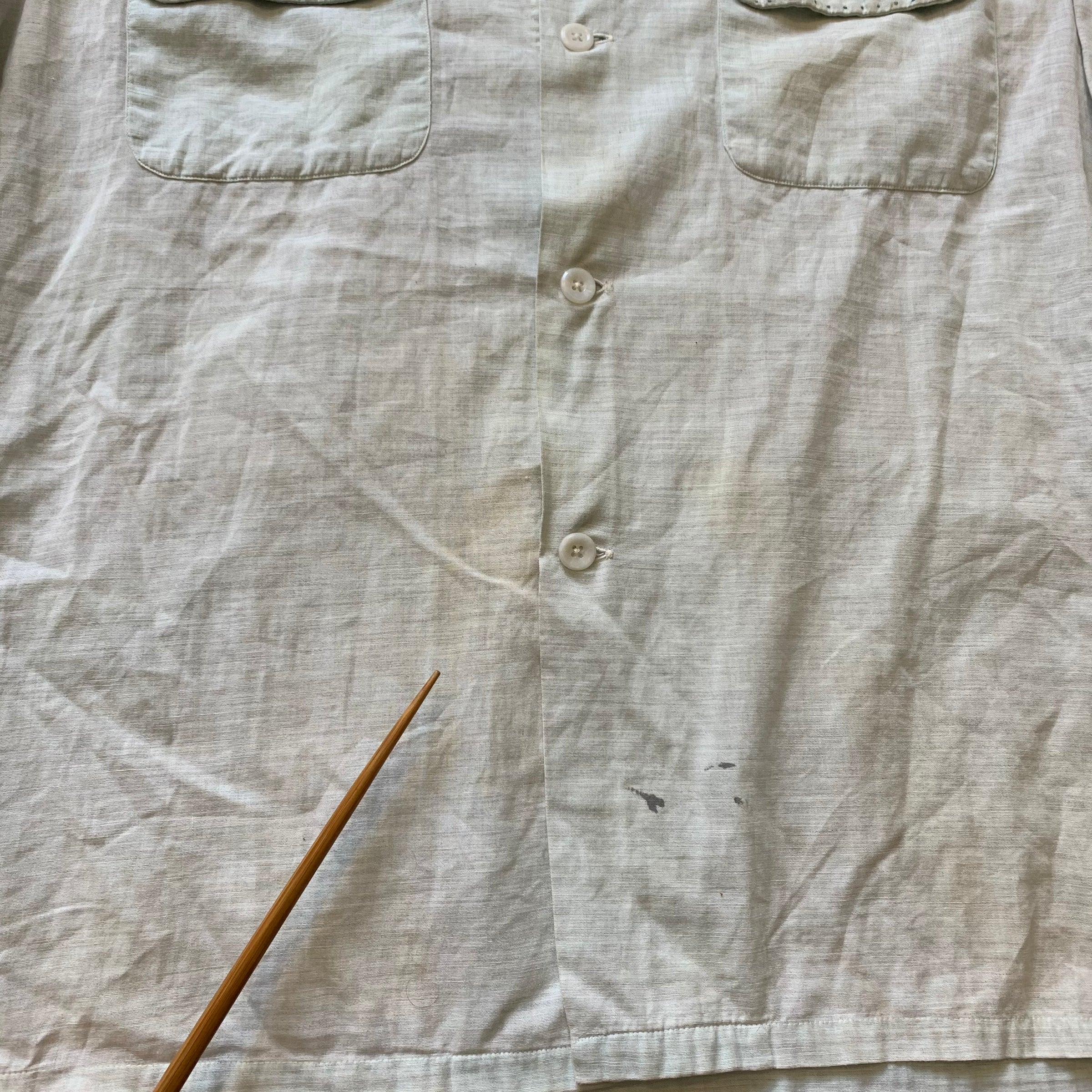1950's Penney's Towncraft Loop Collar Cotton Linen Shirt Medium