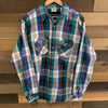 1980's Five Brothers Blue Plaid Tallman Cotton Flannel Shirt XL