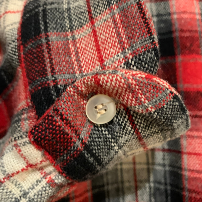 1960's Brent Shadow Plaid Wool/Rayon Blend Loop Collar Shirt Large