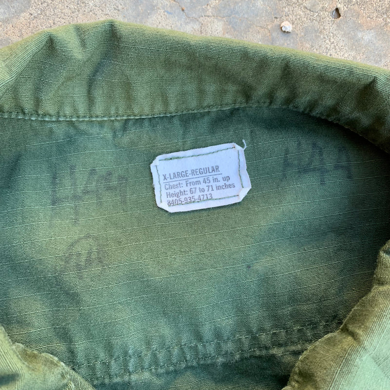 1960’s Patched Vietnam War OG-107 Ripstop Jungle Jacket XL Regular