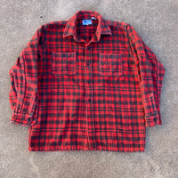 1970’s/80’s Black/Red Plaid Cotton Flannel Shirt Medium