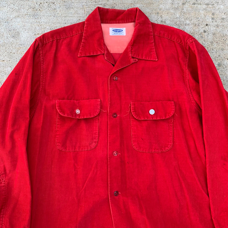 1950’s/60’s Pilgrim Red Corduroy Loop Collar Shirt Large
