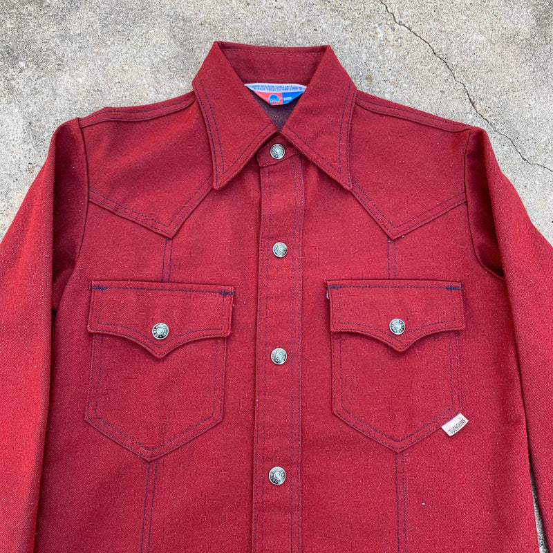 1970’s Burgundy Sears Toughskins Snap Up Jacket XS