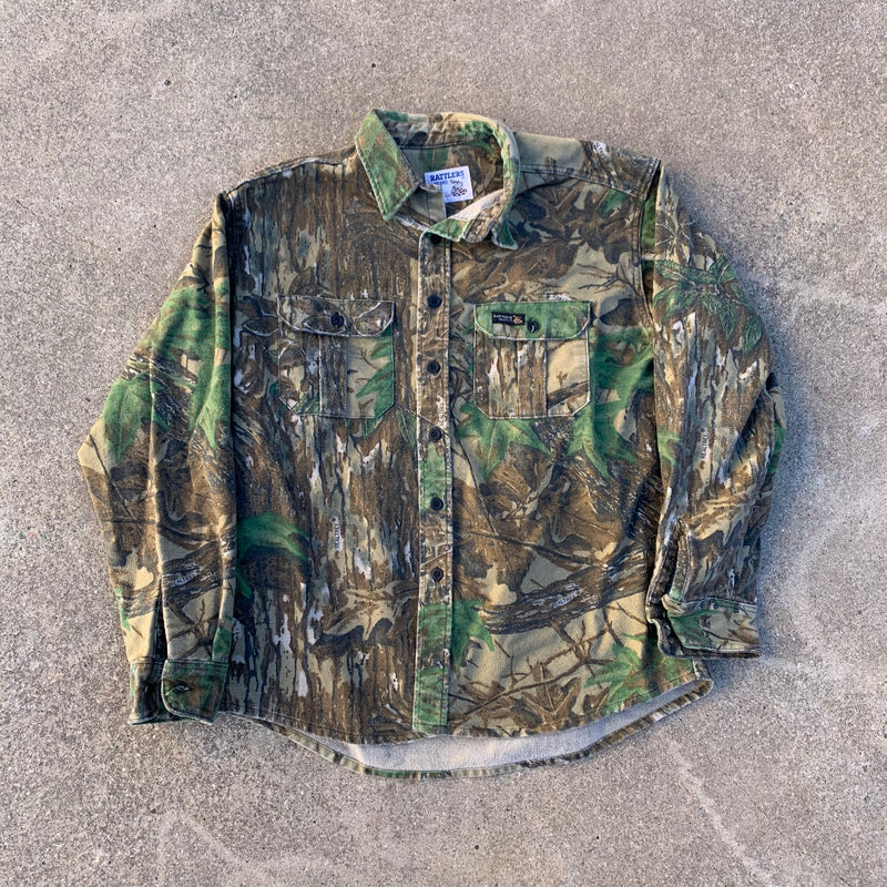 1980’s Rattlers Real-tree Camo Chamois Flannel Shirt XL