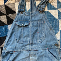 1940's Repaired WWII Denim Overalls 36" x 29"