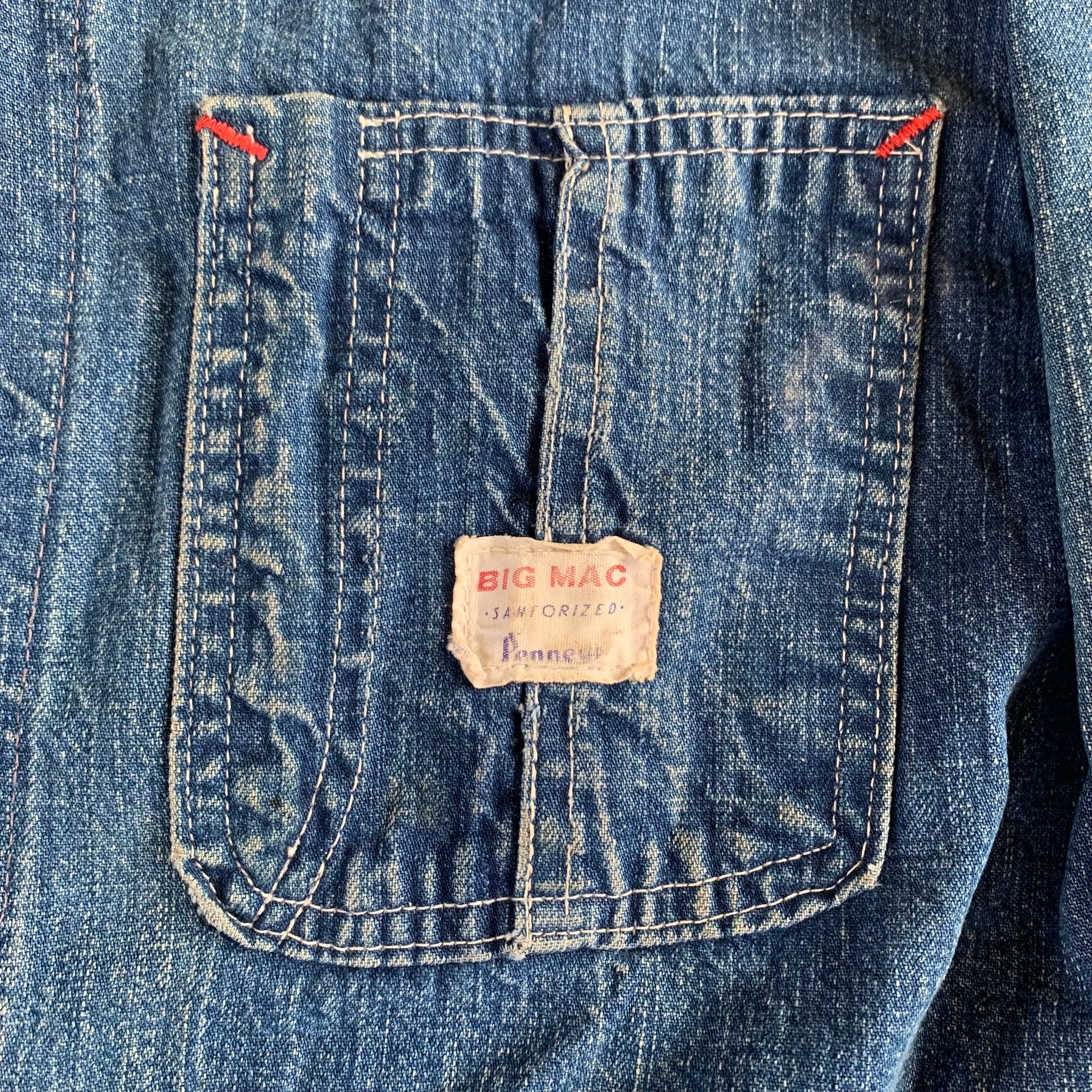1950's Penney's Big Mac Sanforized Denim Chore Coat L/XL 1950's Penney's Big Mac Sanforized Denim Chore Coat L/XL