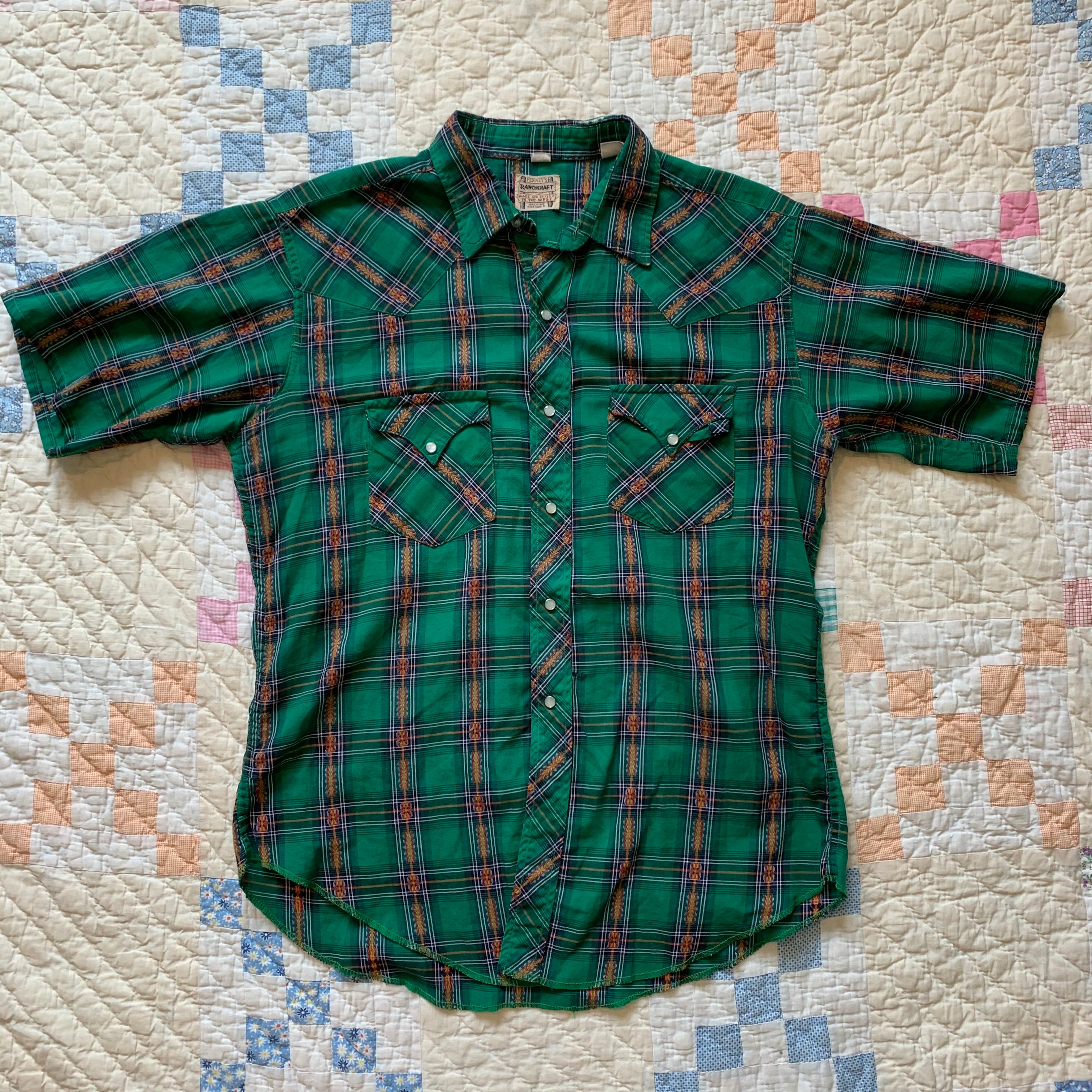 1950's Penny's Ranchcraft Plaid Pearl Snap Western Shirt
